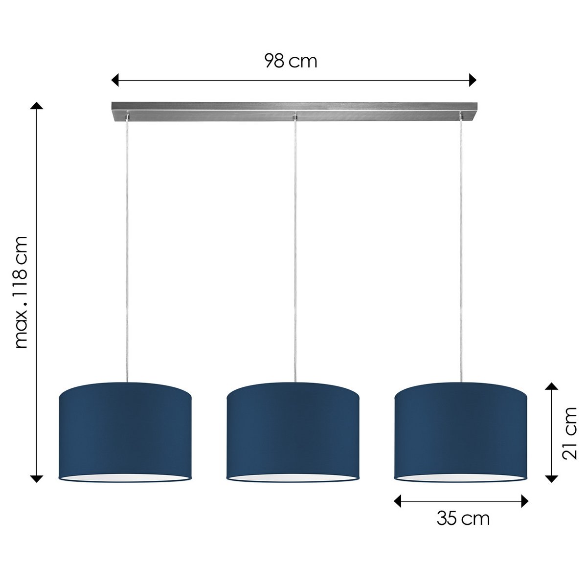 Home Sweet Home hanging lamp Beam 3L, dark blue Lampshade, 35cm