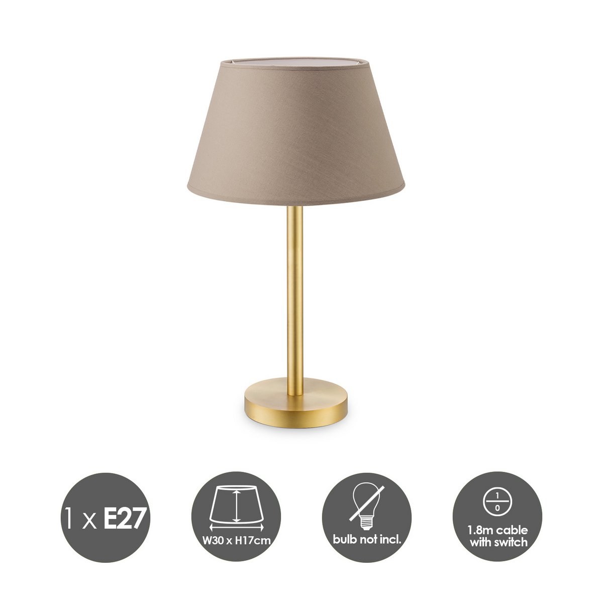 Home Sweet Home Table lamp Largo - E27 Brass taupe 30cm