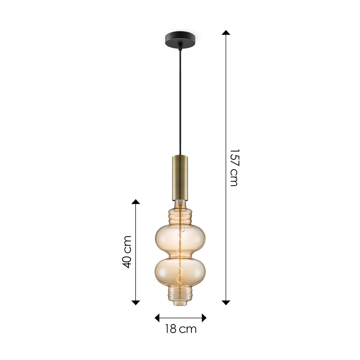 Home Sweet Home hanging lamp bronze Saga Diabolo - G180 dimmable E27 amber