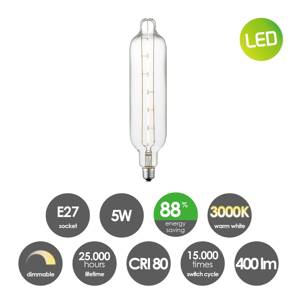 Home Sweet Home dimmable LED Carbon D E27 G78 5W 400Lm 3000K Clear