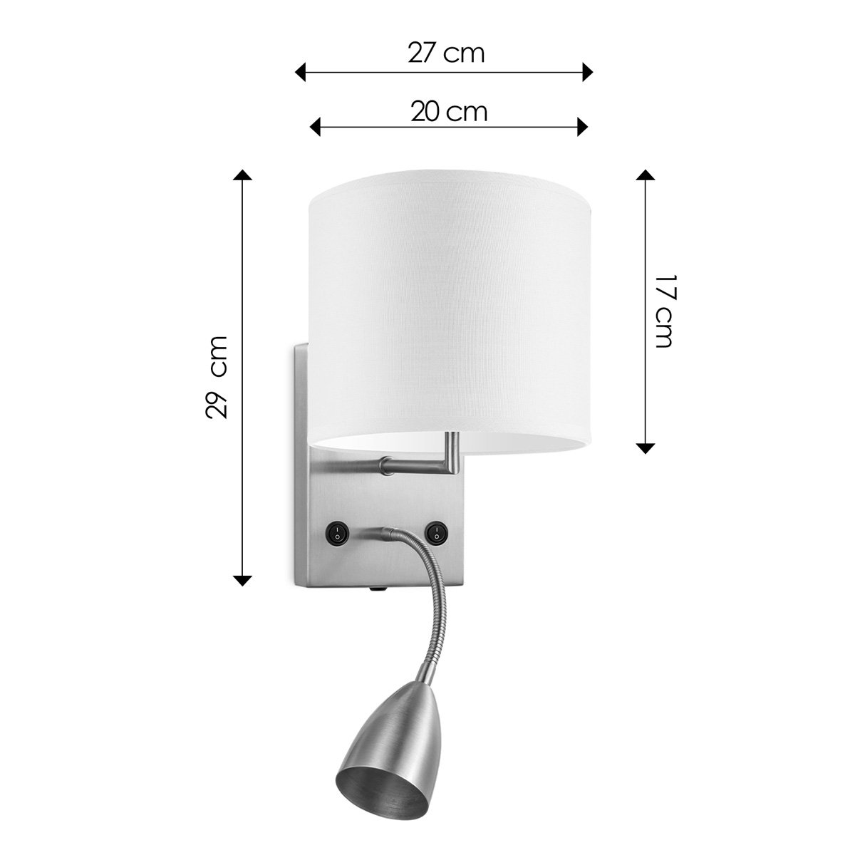 Home Sweet Home Wandlamp - Read, LED Leeslamp, E27, wit 20cm