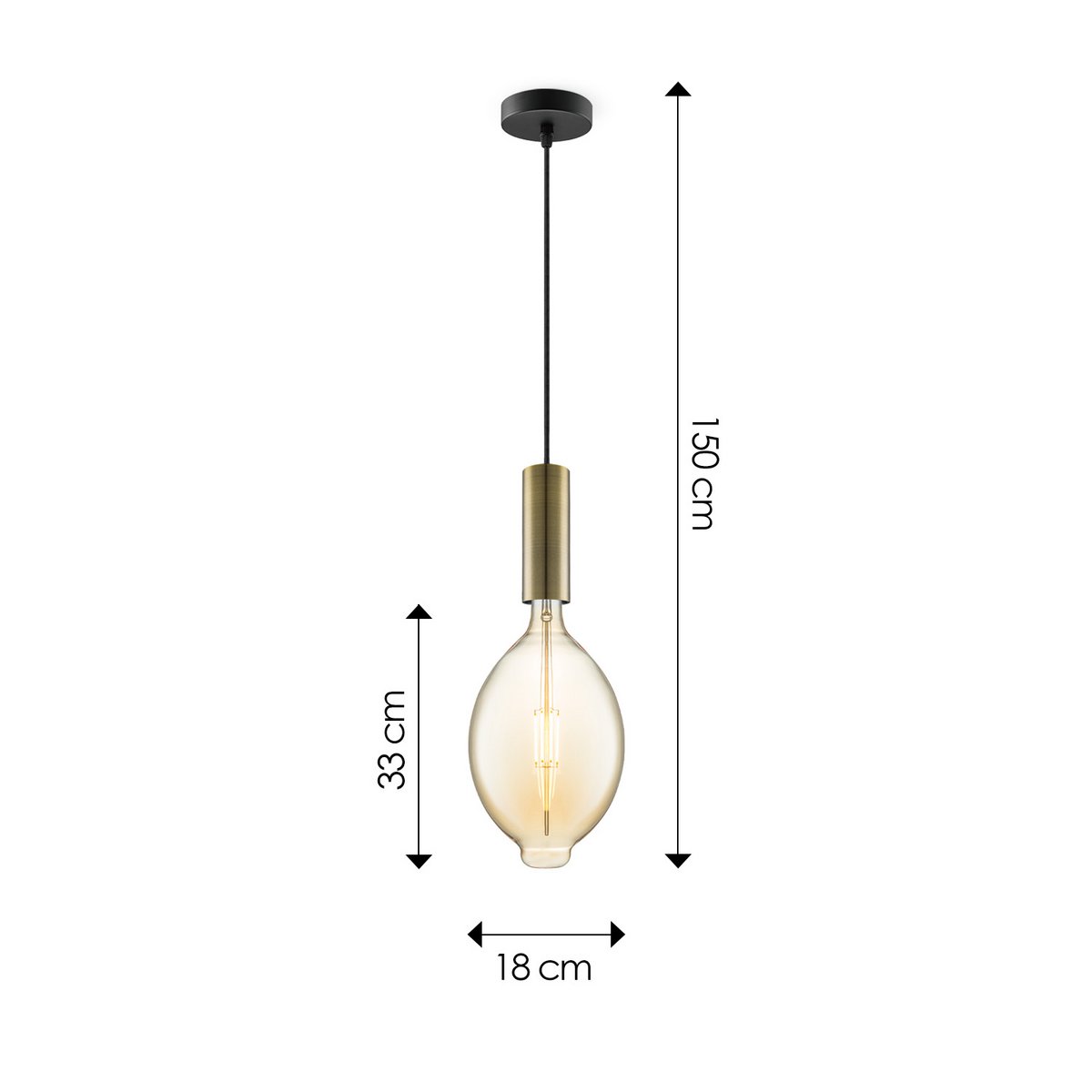 Home Sweet Home hanging lamp bronze Saga Oval - G125 - dimmable E27 amber