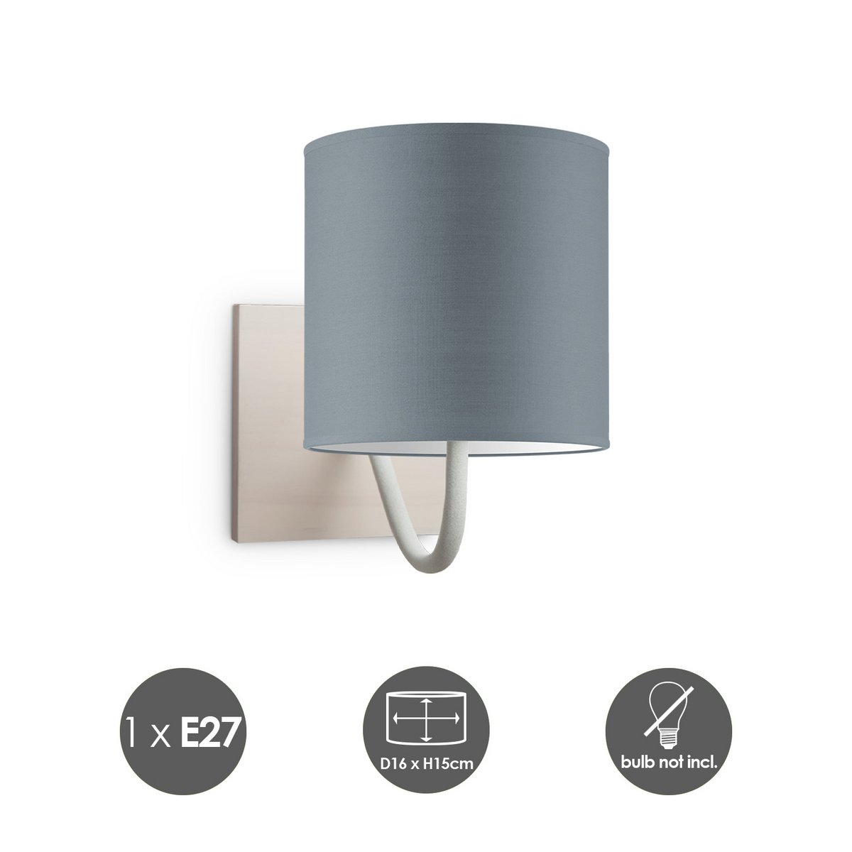 Home Sweet Home Wandlamp - Beach E27 Lampenkap grijs 16cm