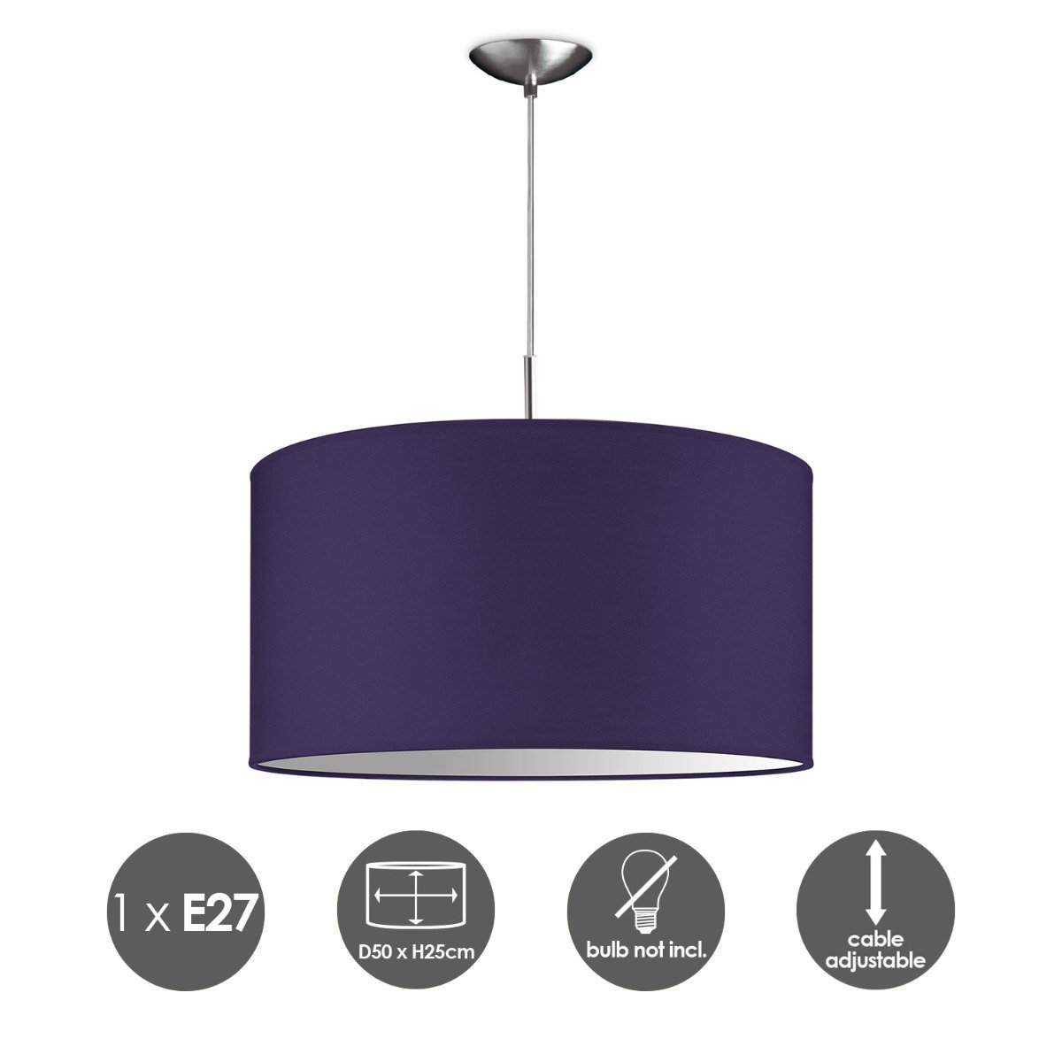 Home Sweet Home hanging lamp Tube Deluxe, E27, purple, 50cm