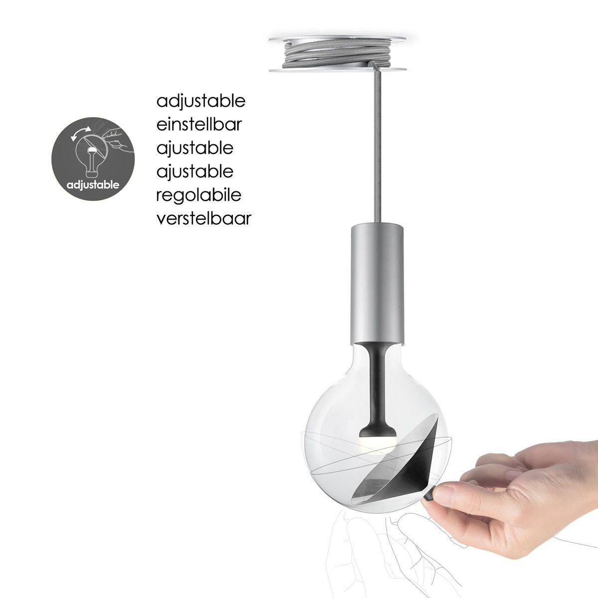 Home Sweet Home Hanging lamp Move Me - Pulley Cone 5.5W 2700K gray-black