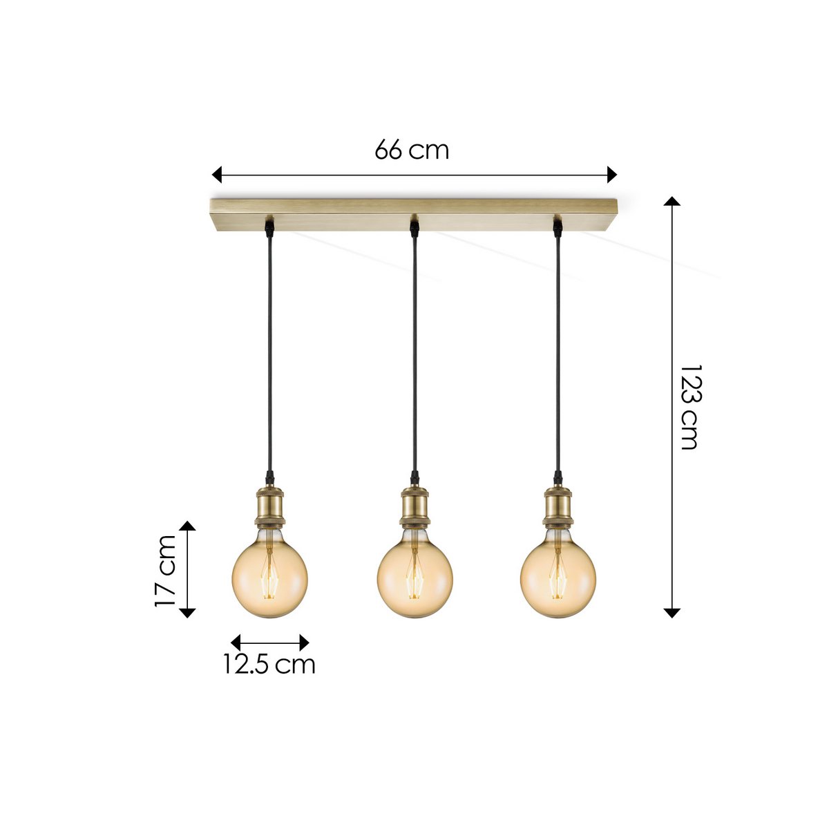 Home Sweet Home hanging lamp vintage - 3 LED lamp G180 - dimmable E27 amber