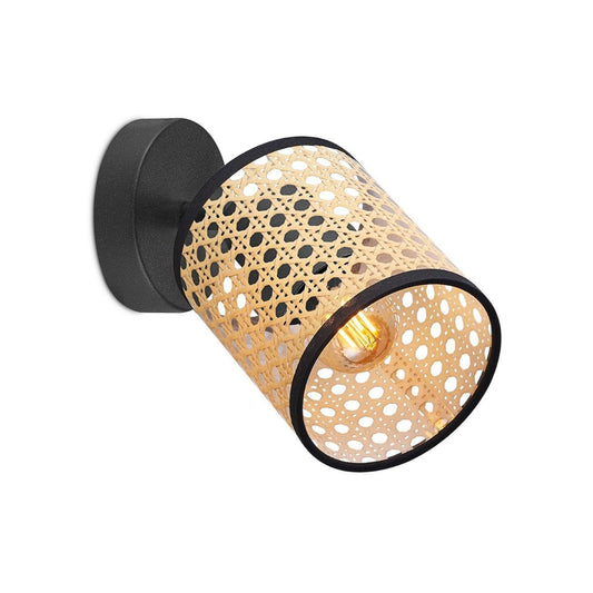 Home Sweet Home Rural LED Wall Spot Rattan - Black