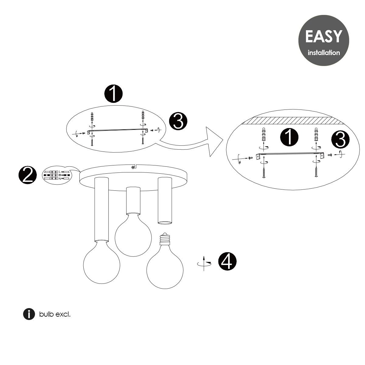 Home Sweet Home Modern LED Ceiling Lamp Marna L 3 lights - White - Round