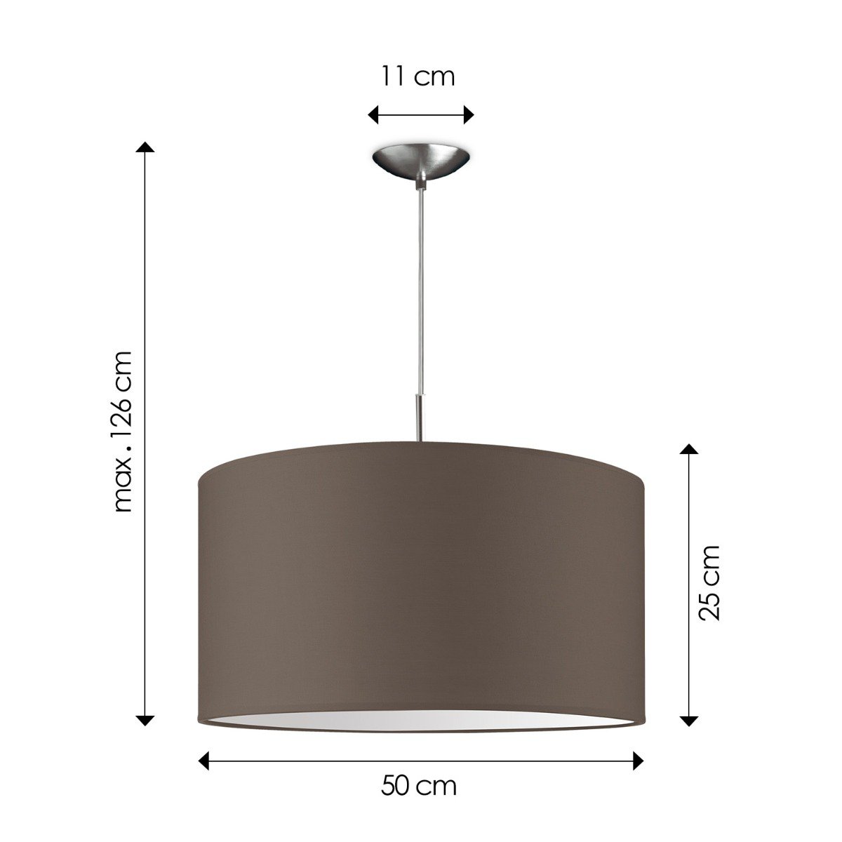 Home Sweet Home hanging lamp Tube Deluxe, E27, taupe, 50cm