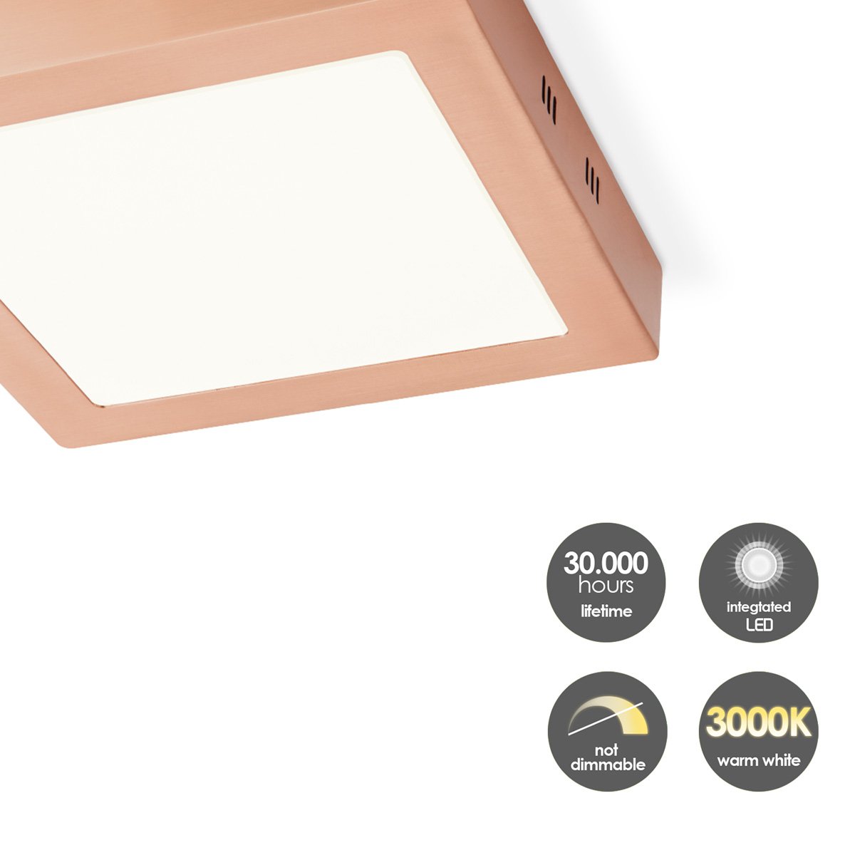 Home Sweet Home LED Ceiling Lamp Ska - Copper - Square 22/22/3.6cm