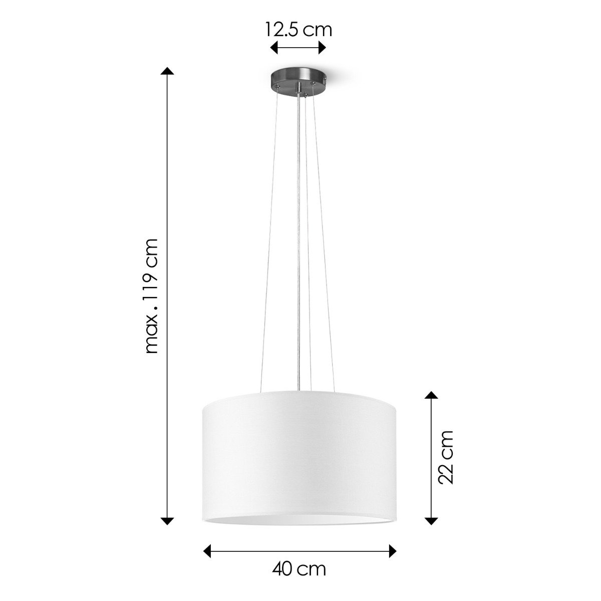 Home Sweet Home hanging lamp Hover with lampshade, E27, white, 40cm