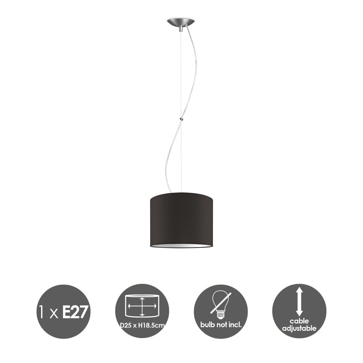 Home Sweet Home hanging lamp Deluxe with lampshade, E27, chocolate, 25cm