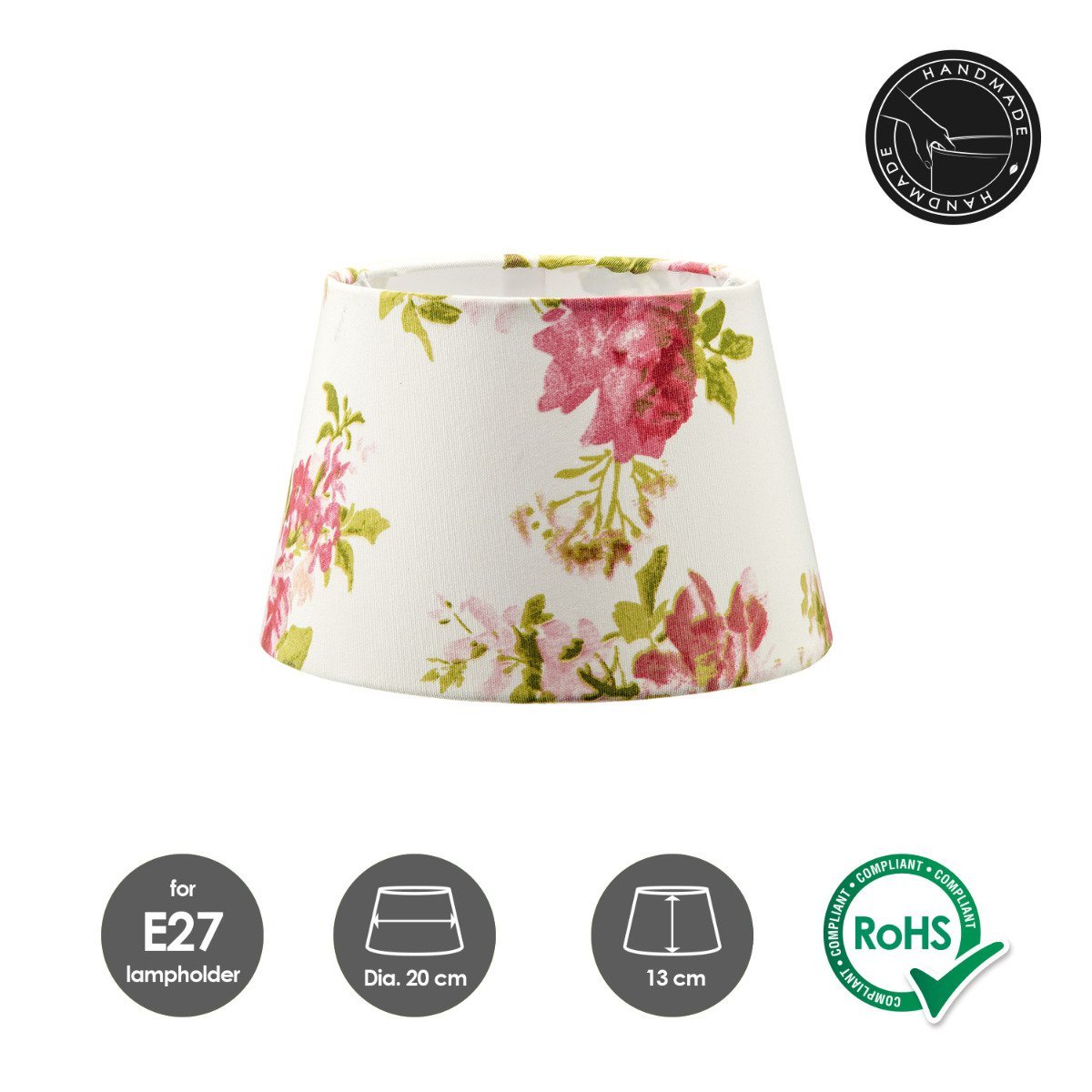 Home Sweet Home Flower Fabric Lampshade Beige - 20 x 15 x 13 cm