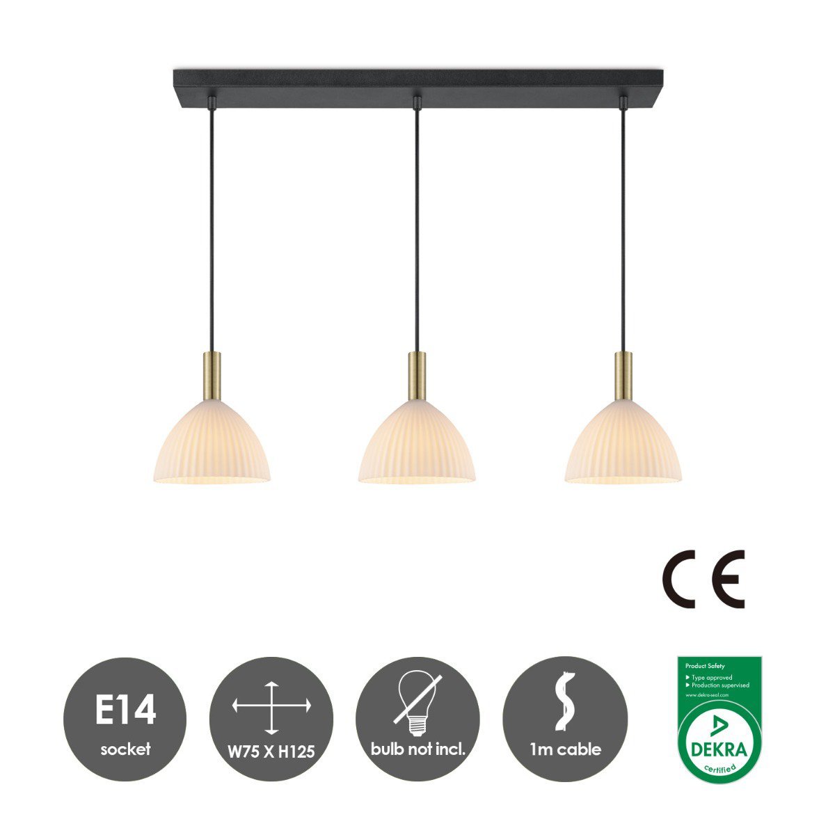 Home Sweet Home Hanging lamp Credo - Brass - 70x18x125cm