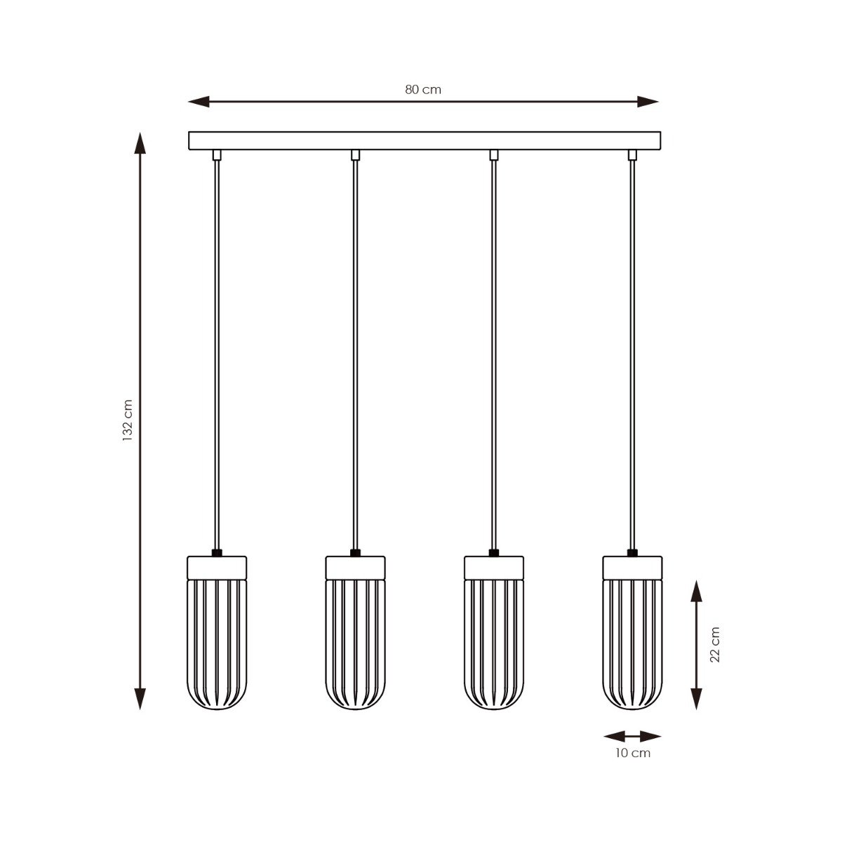 Home Sweet Home Hanging lamp Capri - smoked glass - 80x10x132cm