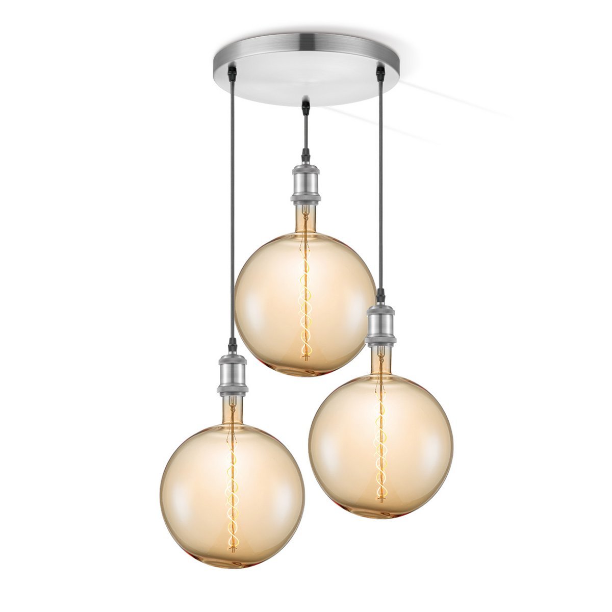 Home Sweet Home hanging lamp chrome round Globe 3 LED -dimmable E27 amber