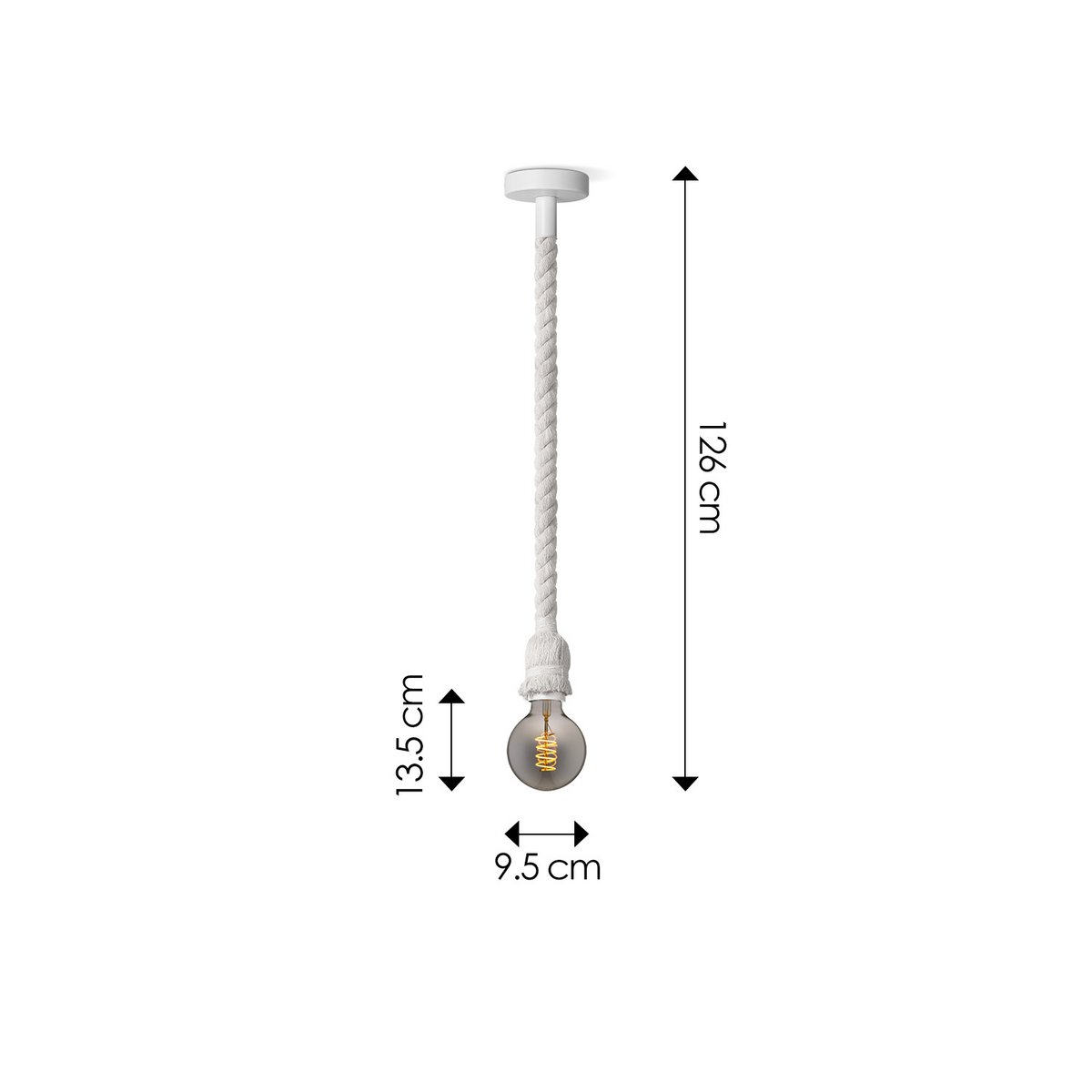 Home Sweet Home hanging lamp white Leonardo - G125 - dimmable E27 smoke