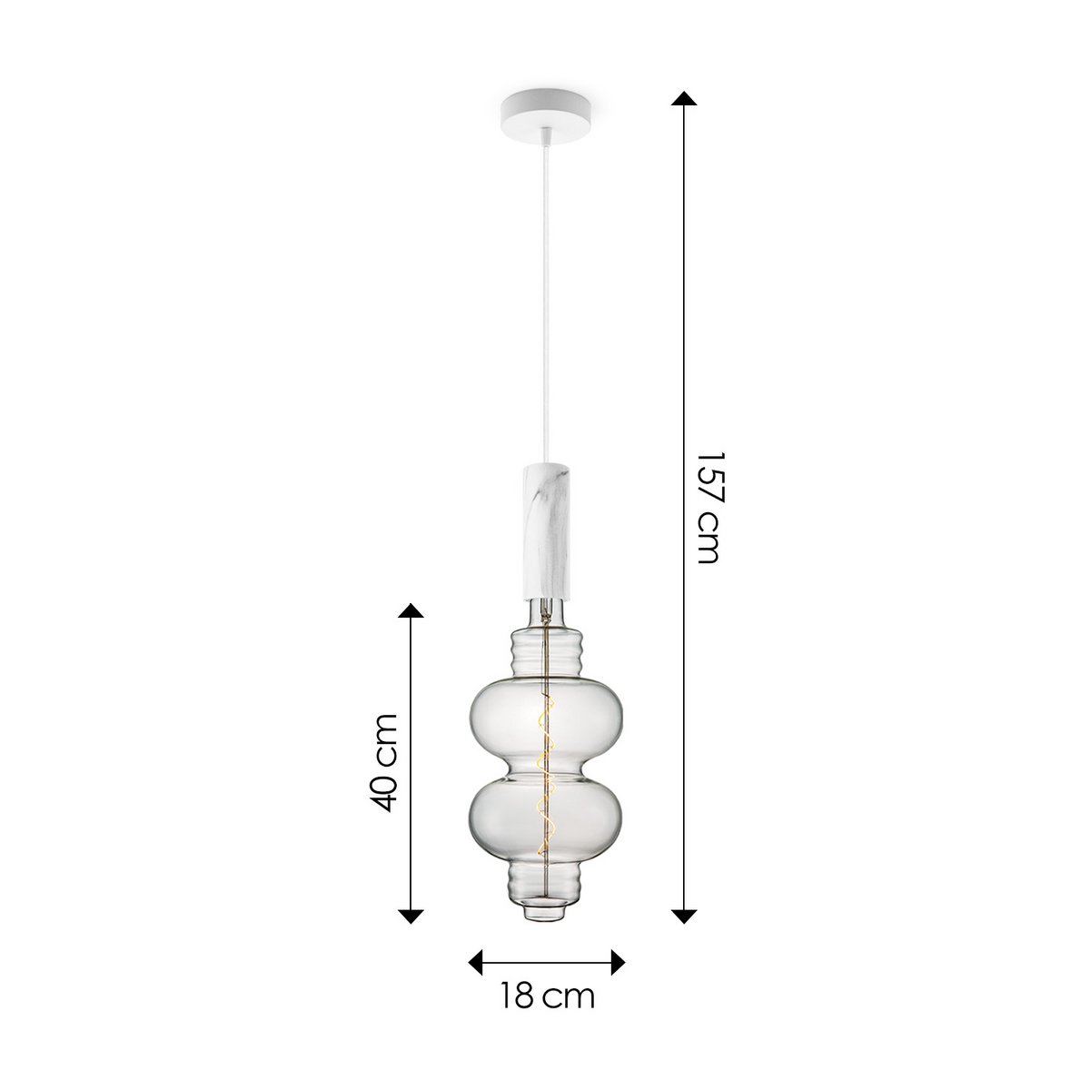 Home Sweet Home hanging lamp Marble Saga Diabolo - dimmable E27 clear