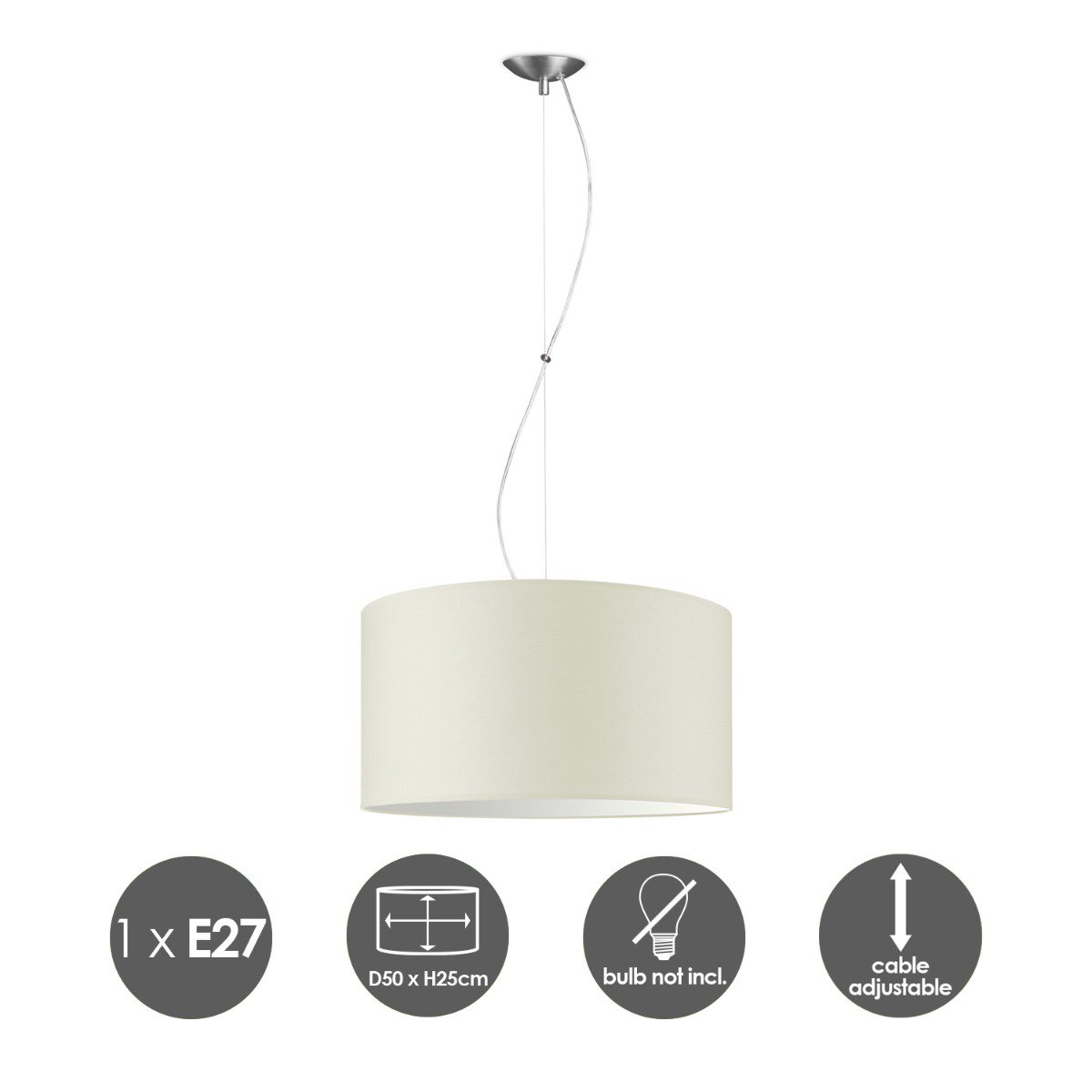 Home Sweet Home hanging lamp Deluxe with lampshade, E27, warm white, 50cm