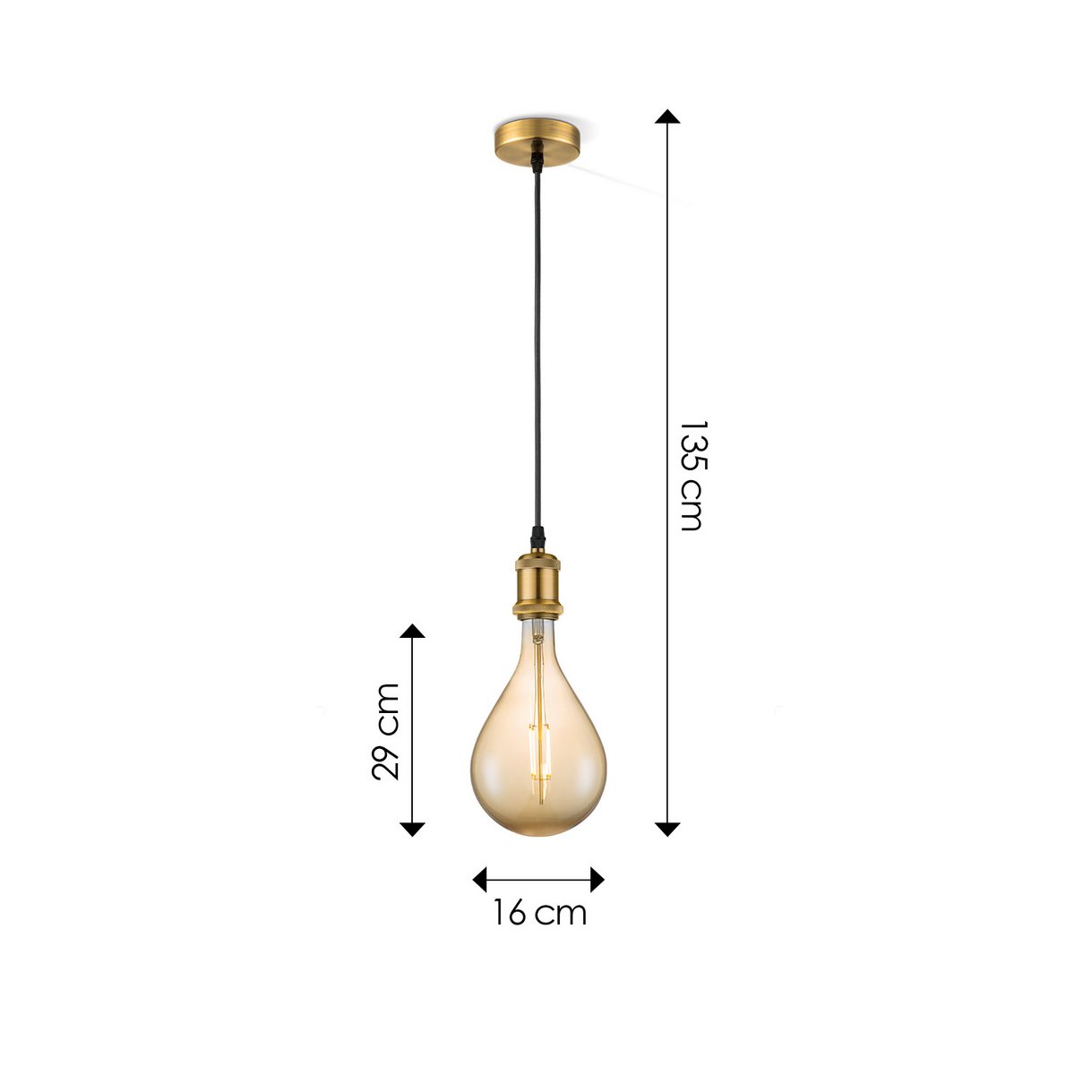 Home Sweet Home hanging lamp bronze vintage Pear - G160 - dimmable E27 amber