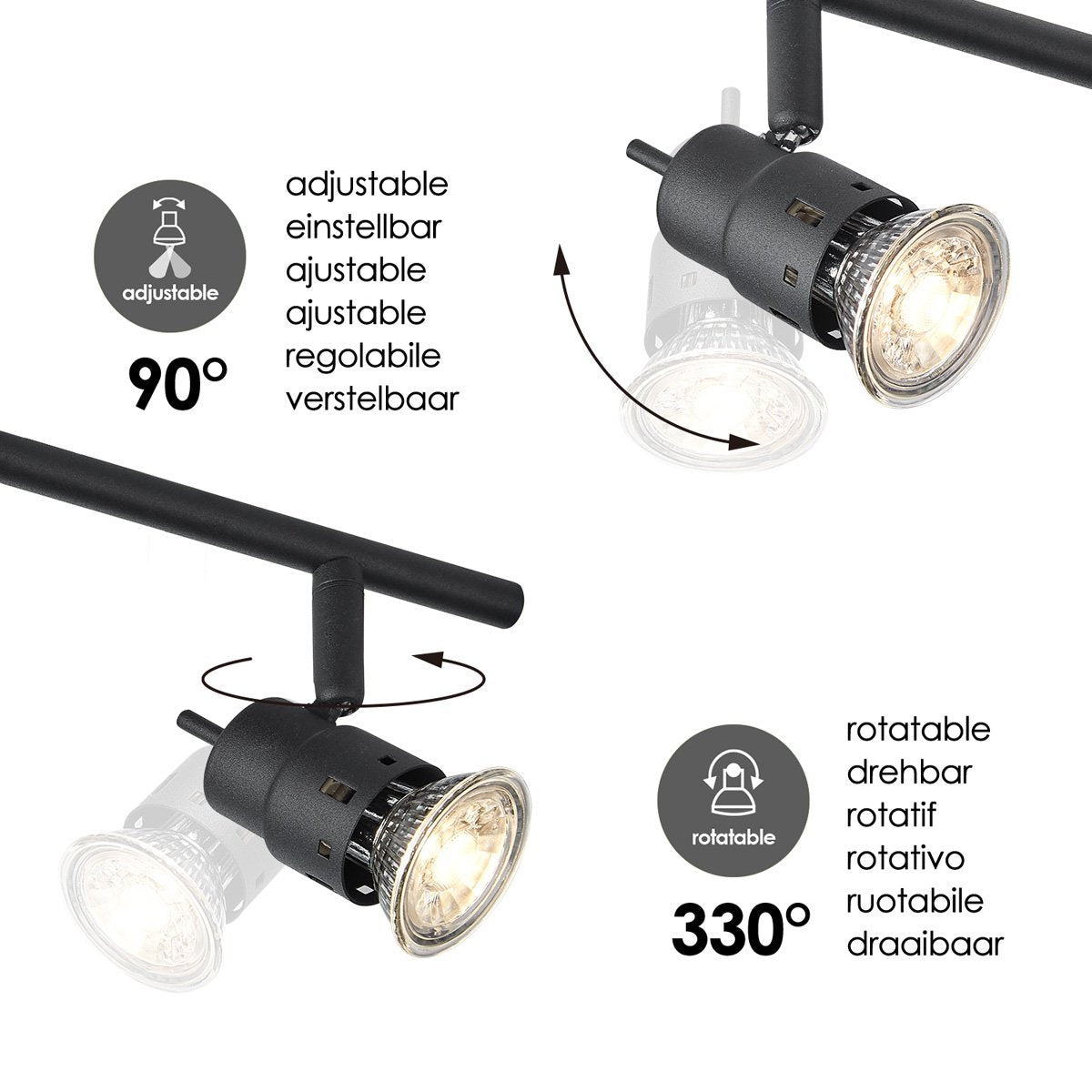 Home Sweet Home LED Surface-mounted spotlight Cilindro 4 - dimmable - Black