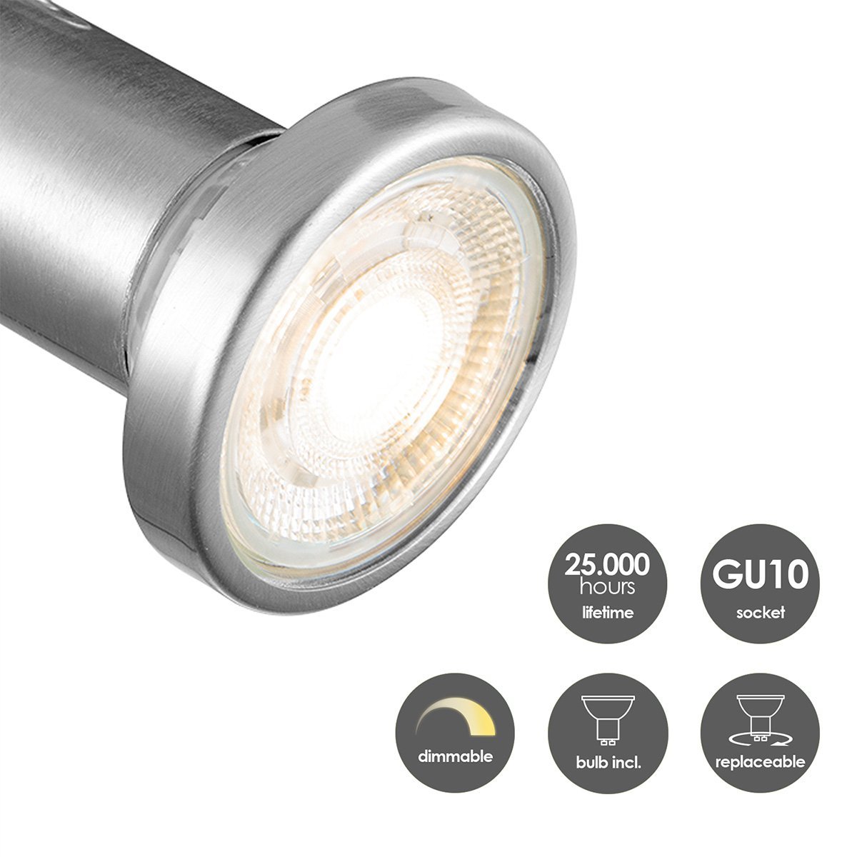 Home Sweet Home LED Surface-mounted spotlight Stone V2 - dimmable - brushed steel