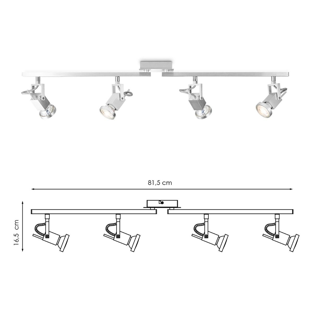 Home Sweet Home LED Surface-mounted spotlight Cali 4 - incl. dimmable LED lamp - steel