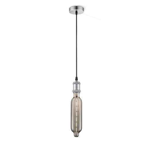 Home Sweet Home hanging lamp chrome vintage Tube - G78 - dimmable E27 smoke