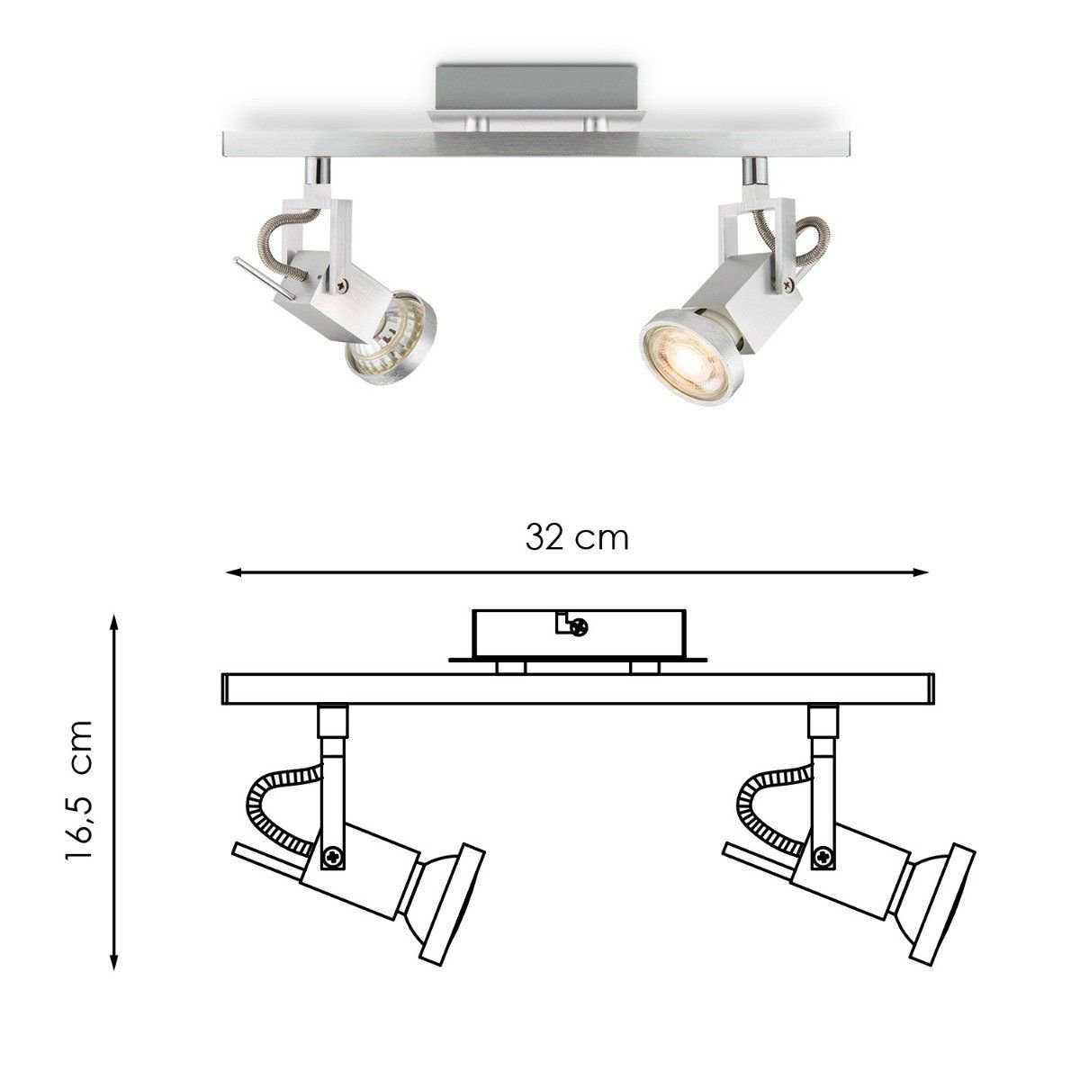 Home Sweet Home LED Surface-mounted spotlight Cali 2 - incl. dimmable LED lamp - steel