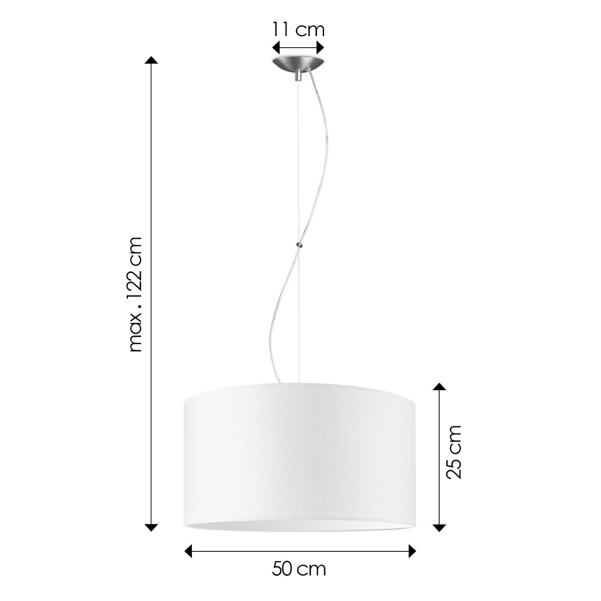 Home Sweet Home hanging lamp Deluxe with lampshade, E27, white, 50cm