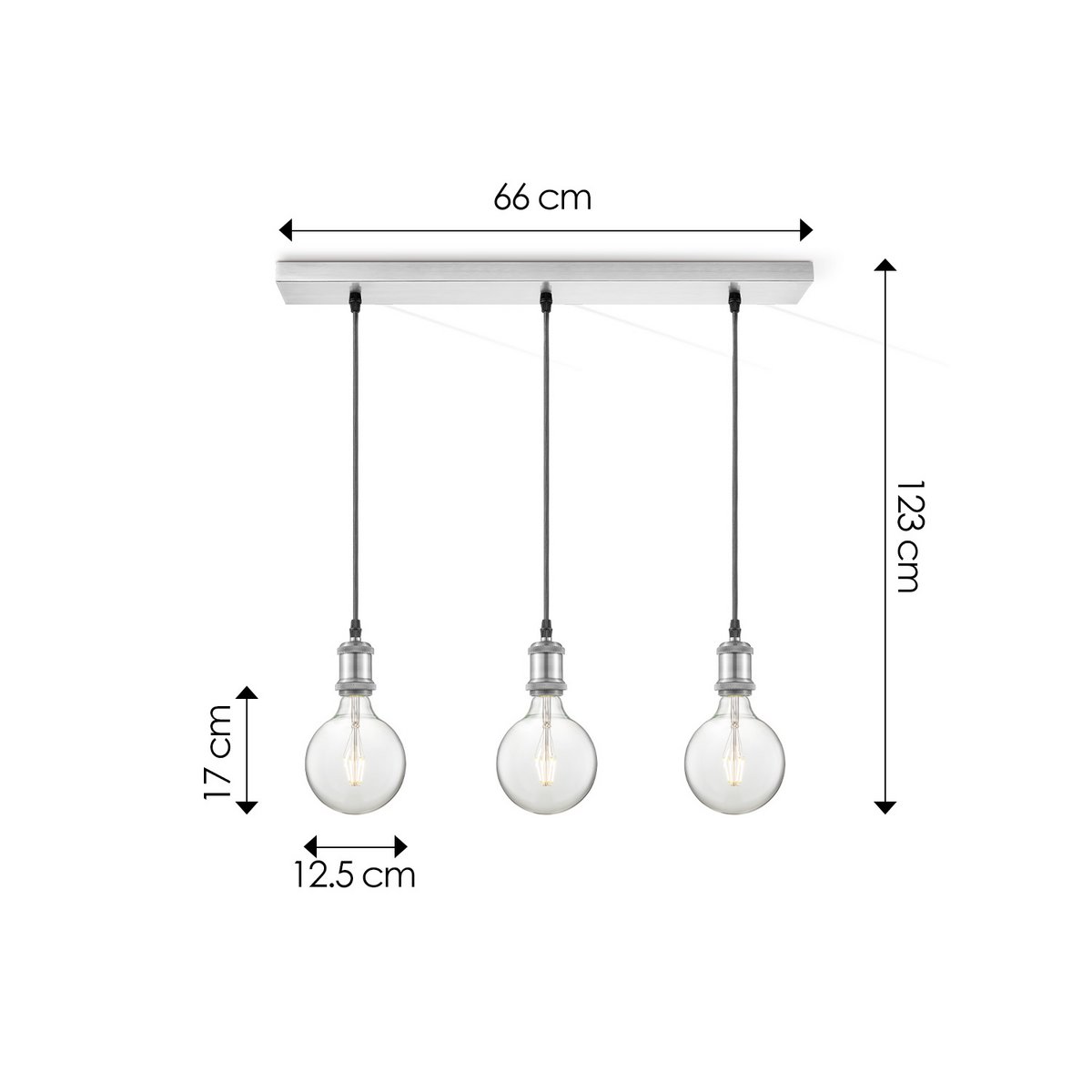 Home Sweet Home hanglamp chroom vintage LED 3L G180 dimbaar E27 helder