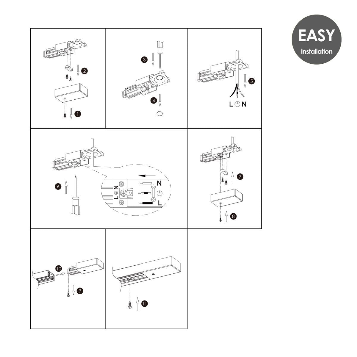 Track lighting part connection unit 10.5/3.5/1.8cm | Black