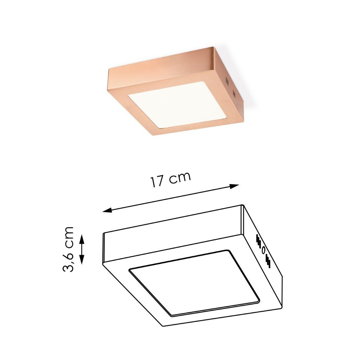 Home Sweet Home LED Ceiling Lamp Ska - Copper - Square 17/17/3.6cm