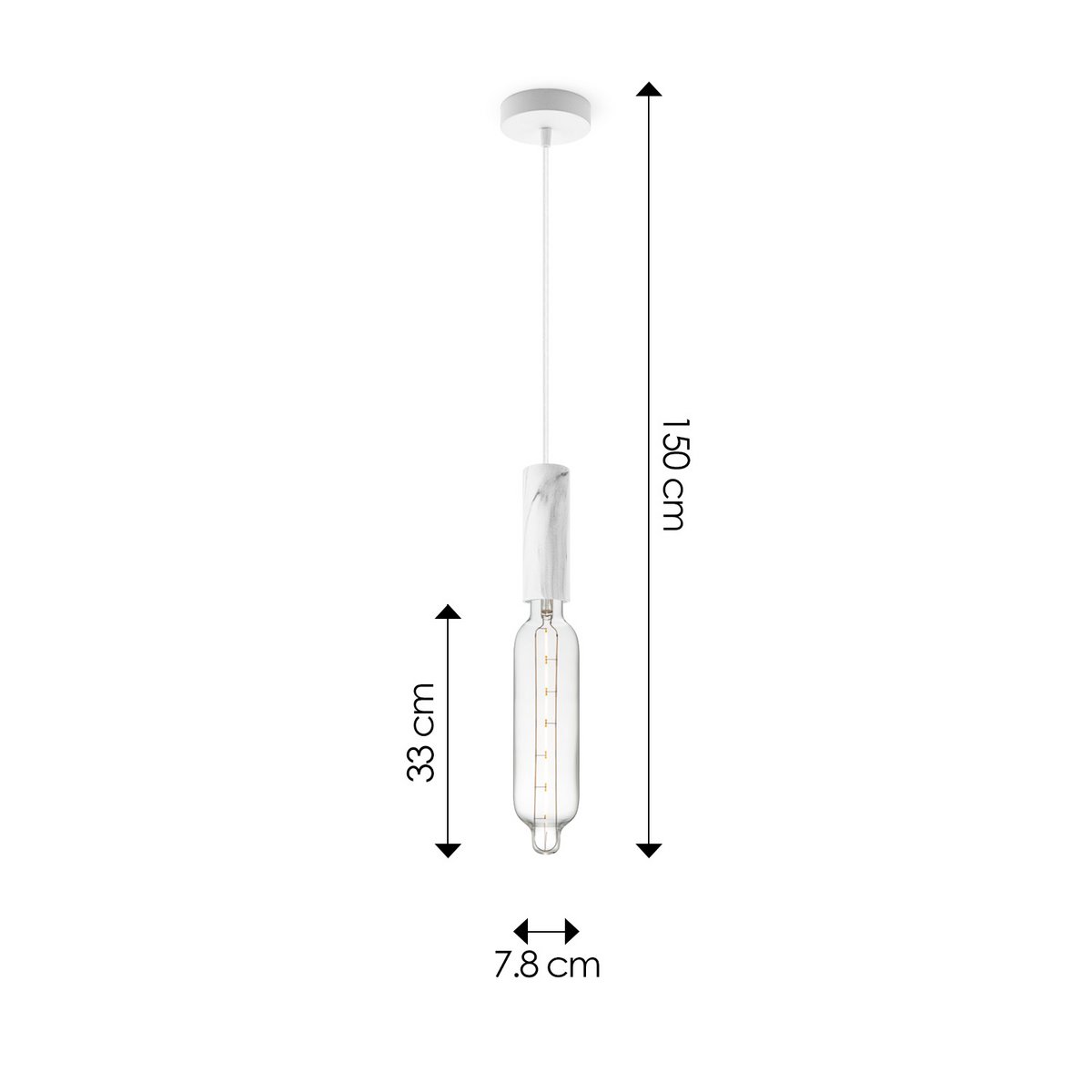 Home Sweet Home hanging lamp Marble Saga Tube - G78 - dimmable E27 clear