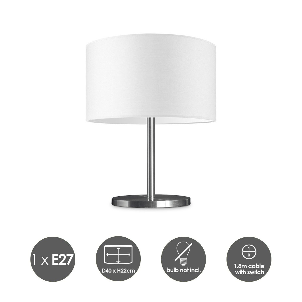 Home Sweet Home Table lamp Bling - Mauro, E27, white, 40x40x35.6cm