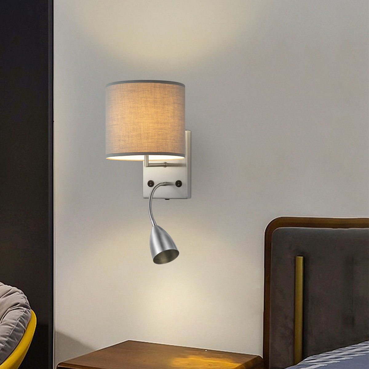 Home Sweet Home Wall Lamp - Read, LED Reading Lamp, E27, gray 20cm