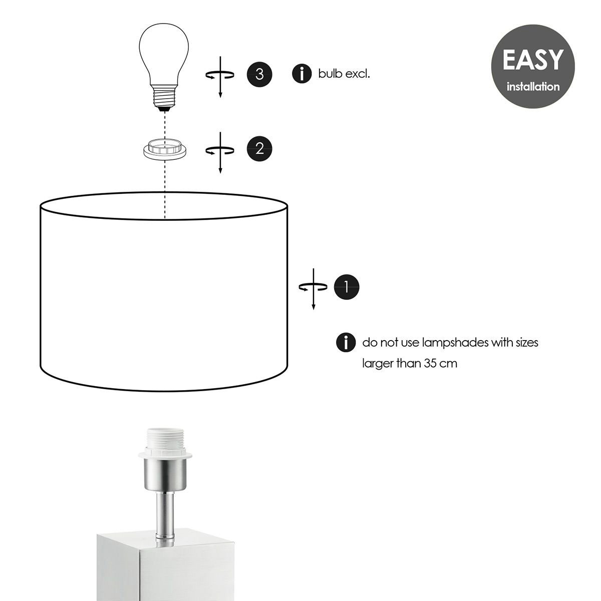 Home Sweet Home table lamp base Cilly 11/11/32cm - Brushed steel