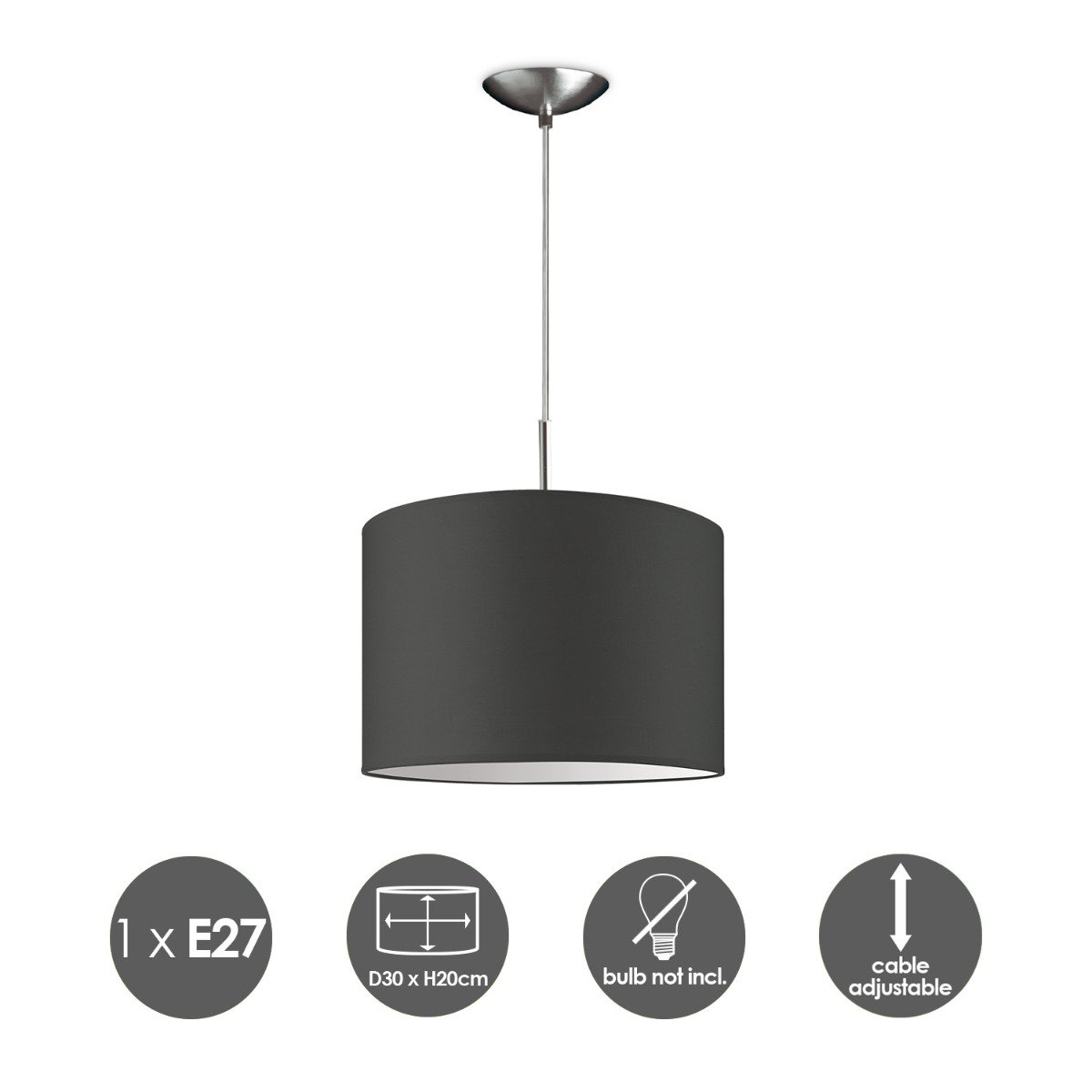 Home Sweet Home hanging lamp Tube Deluxe, E27, anthracite, 30cm