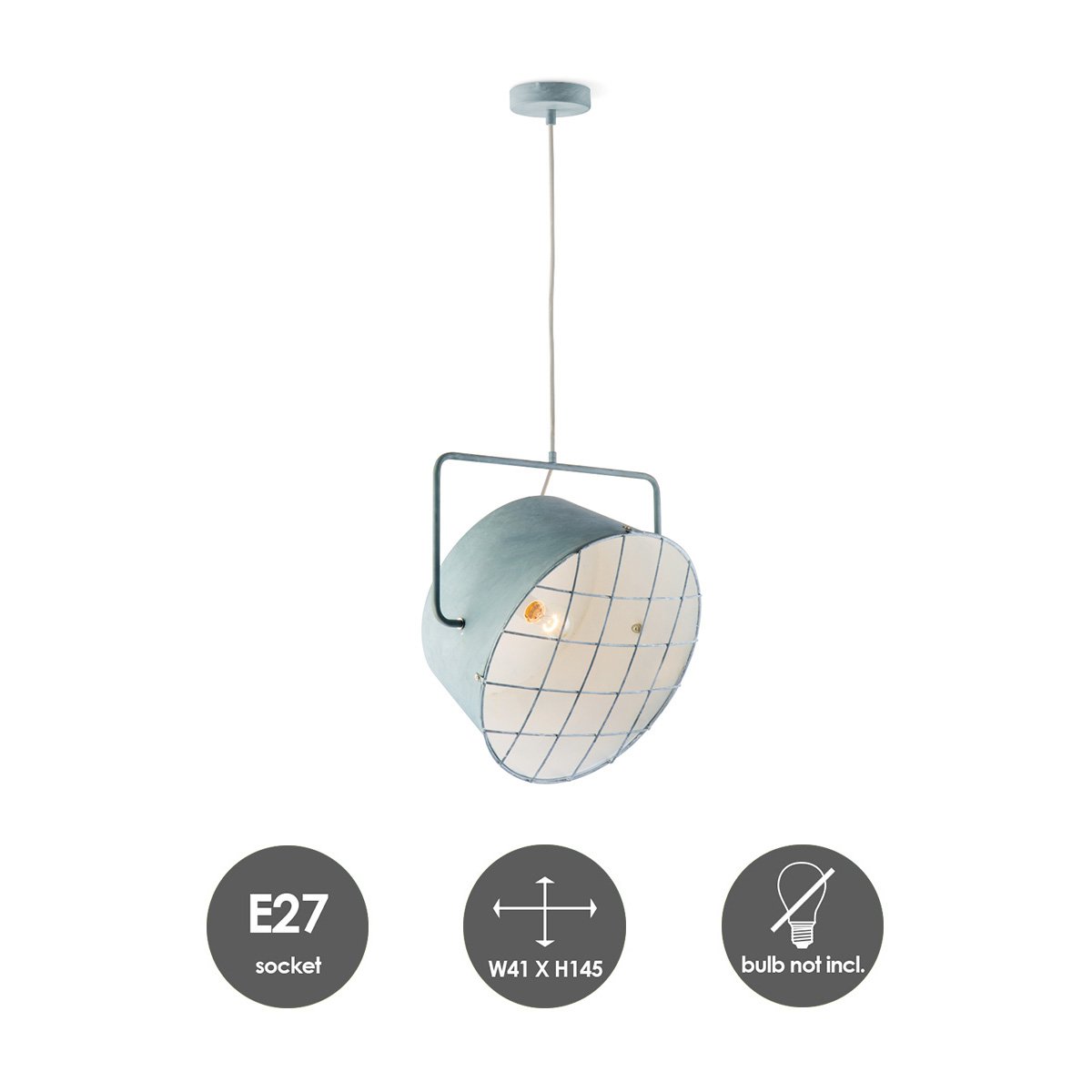 Home Sweet Home Hanging lamp Clemento - Concrete - 41x41x145cm