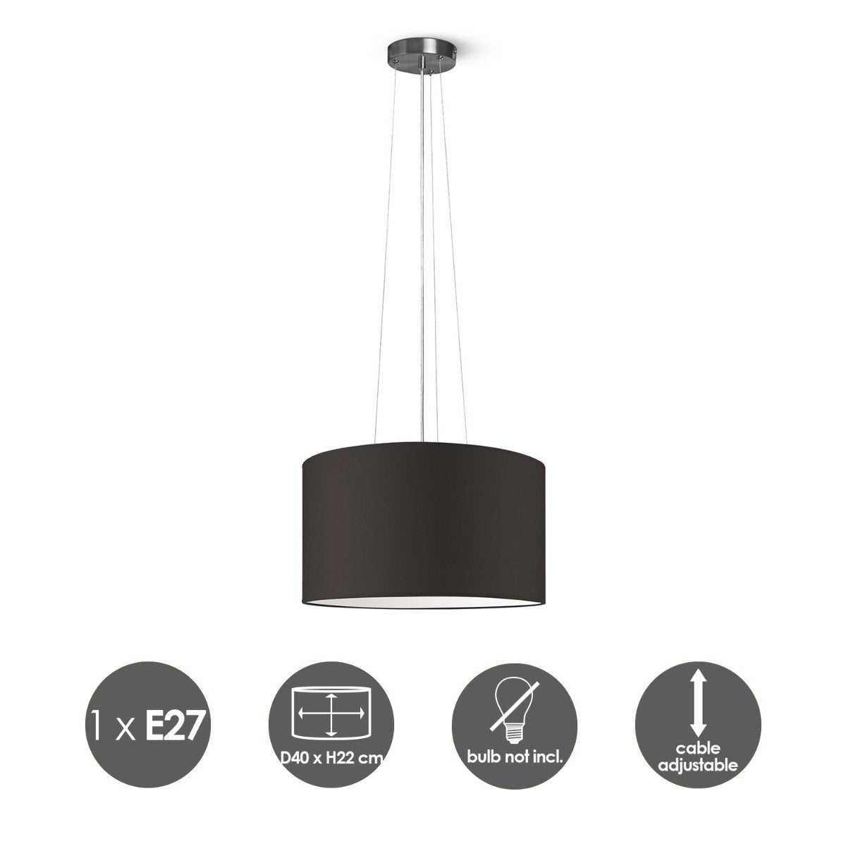 Home Sweet Home hanging lamp Hover with lampshade, E27, chocolate, 40cm