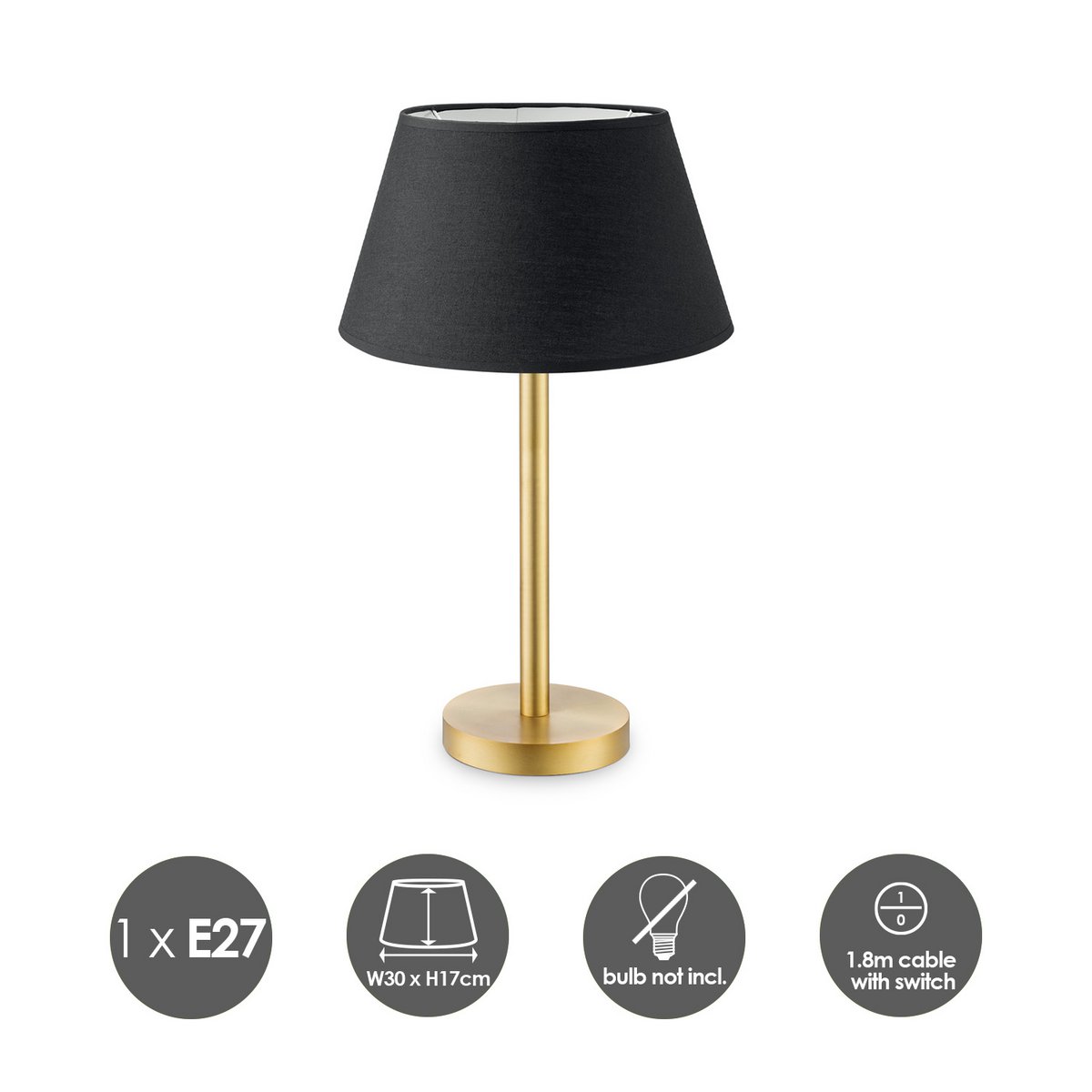 Home Sweet Home Table lamp Largo - E27 Brass black 30cm