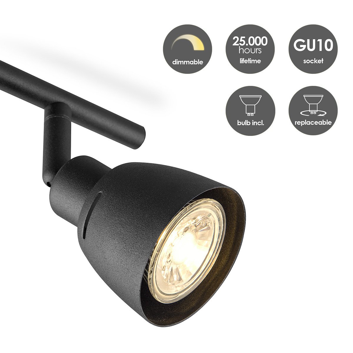 Home Sweet Home LED Surface-mounted spotlight Aka 4 - incl. dimmable LED lamp - black