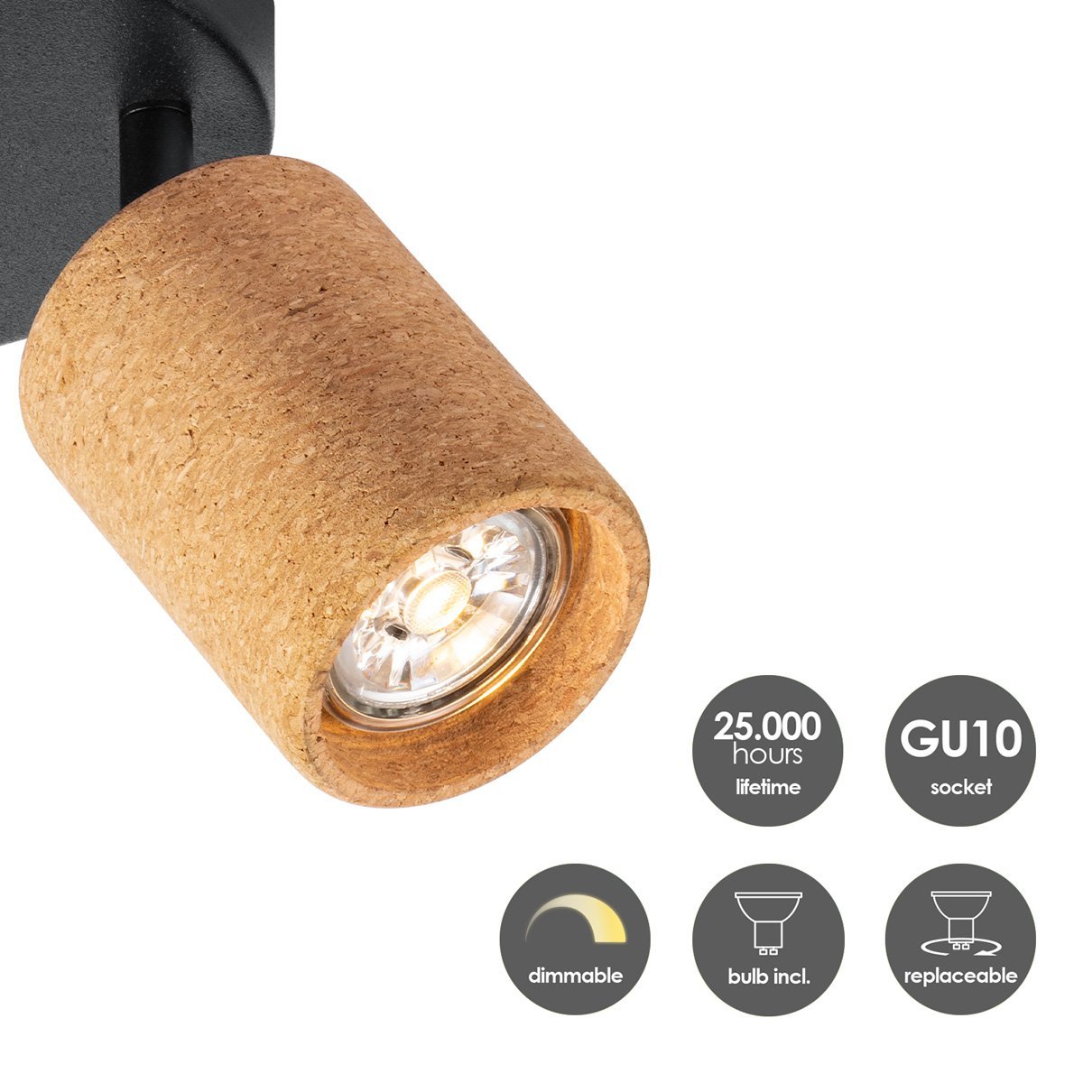 Home Sweet Home LED Opbouwspot Cork 3 - dimbare - Rond - zwart