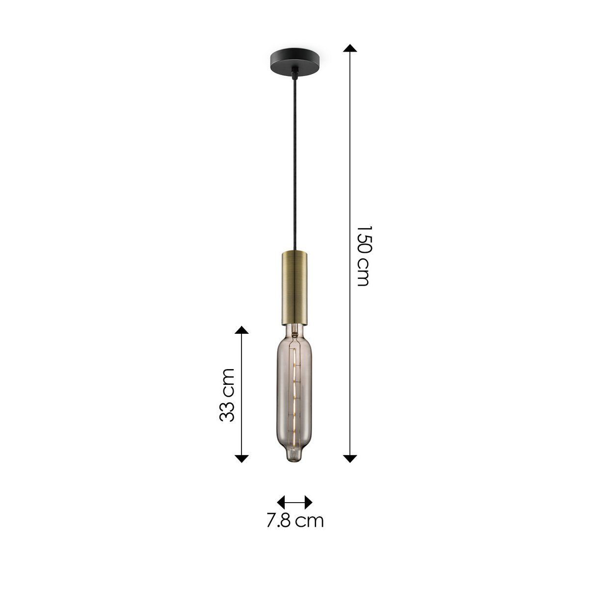 Home Sweet Home hanging lamp bronze Saga Tube - G78 - dimmable E27 smoke