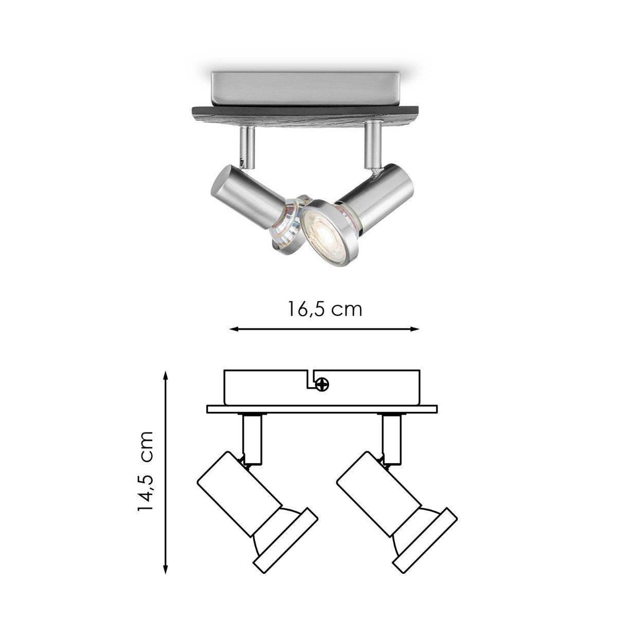 Home Sweet Home LED Surface-mounted spotlight Stone V2 - dimmable - brushed steel