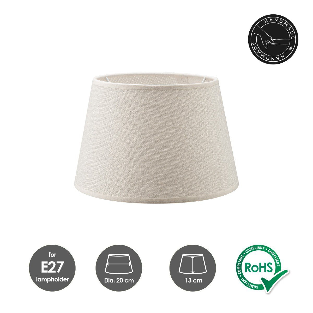 Home Sweet Home Fabric Lampshade Beige - 20 x 15 x 13 cm