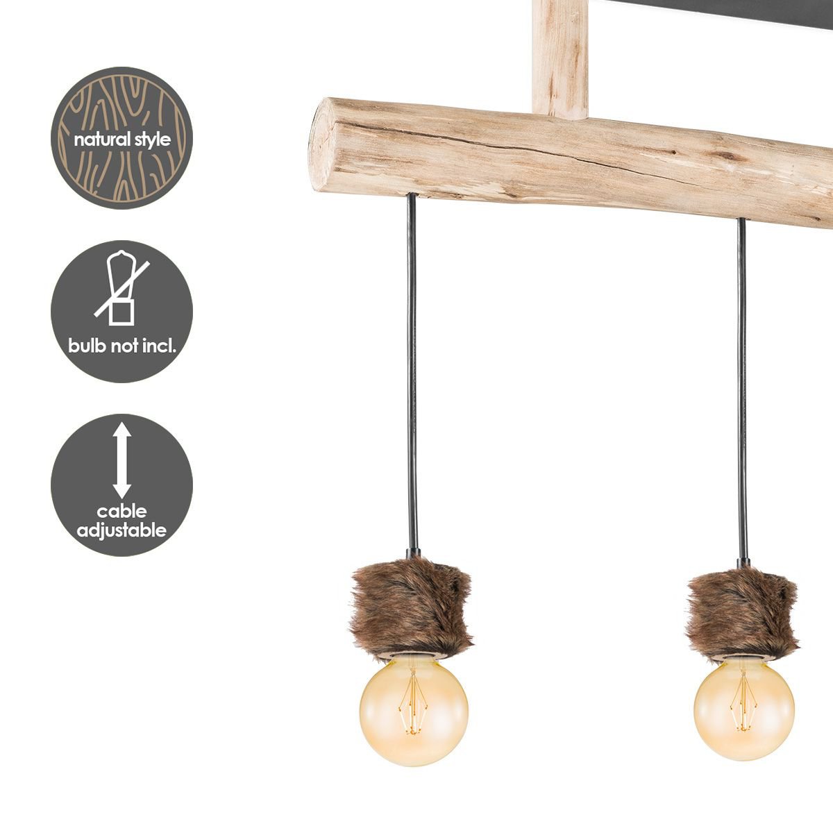 Home Sweet Home Hanging lamp Furdy - wood - 60x60x131cm