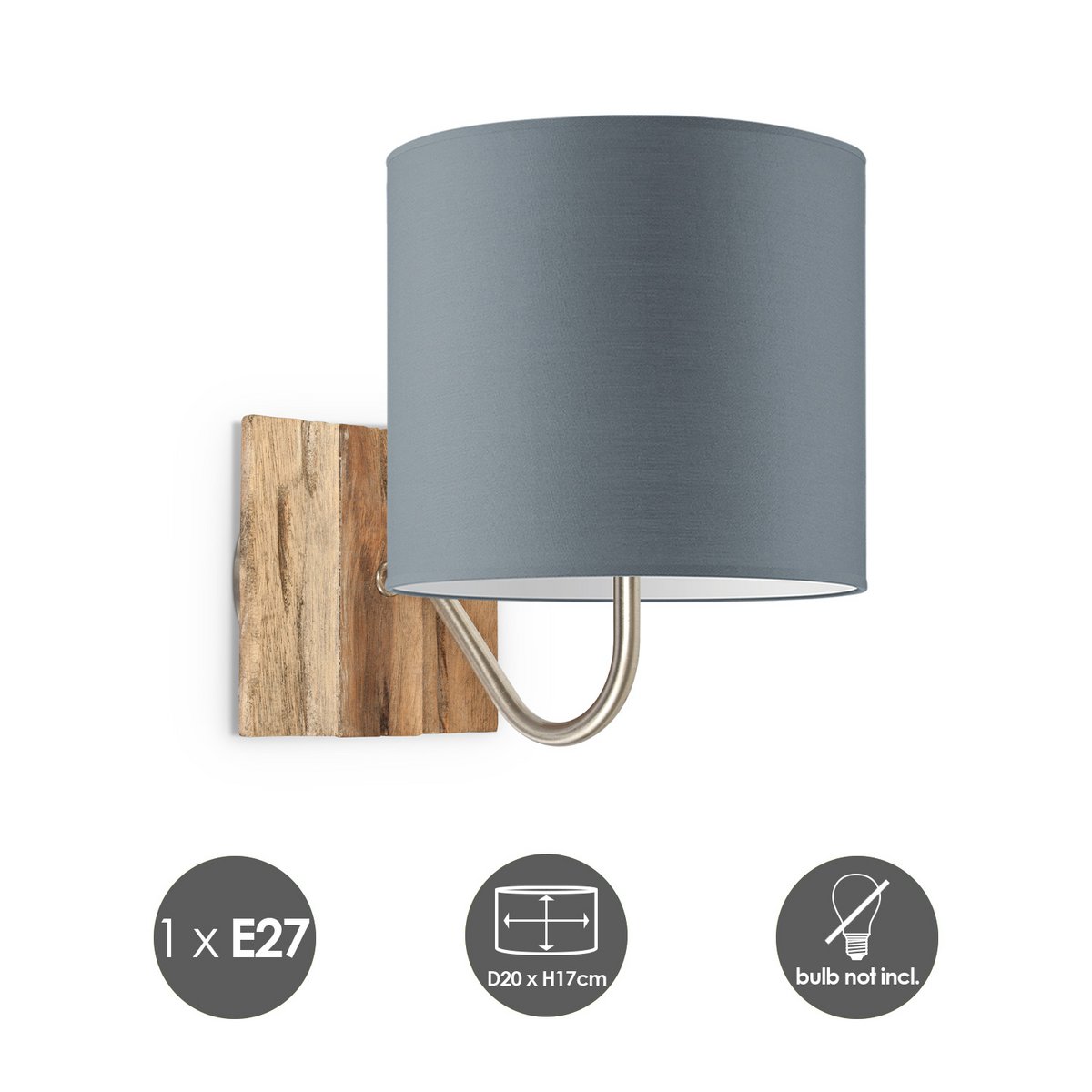 Home Sweet Home Wall Lamp - Drift E27 Lampshade gray 20cm