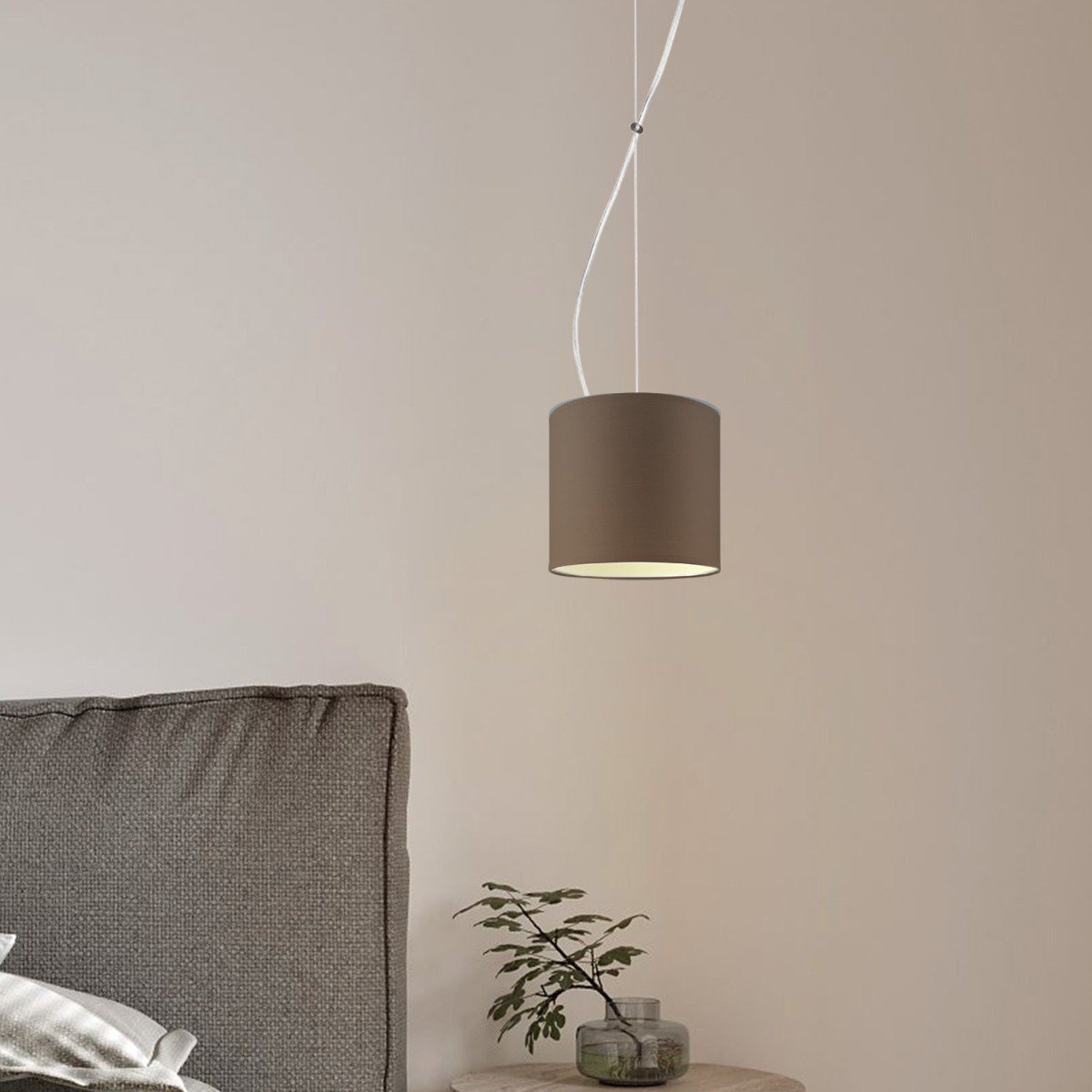 Home Sweet Home hanging lamp Deluxe with lampshade, E27, taupe, 16cm