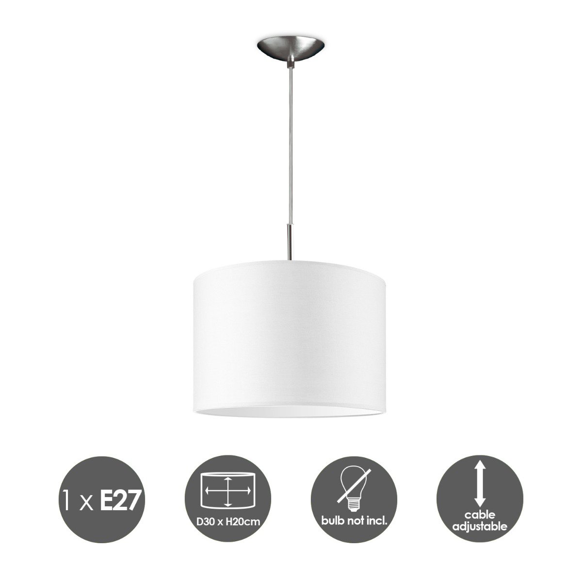 Home Sweet Home hanging lamp Tube Deluxe, E27, white, 30cm